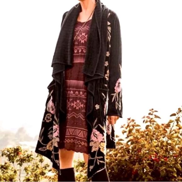 NEW Johnny Was Avery Dress Aztec Embroidered Eyelet Slip Merlot Burgundy Size XL - Picture 4 of 16